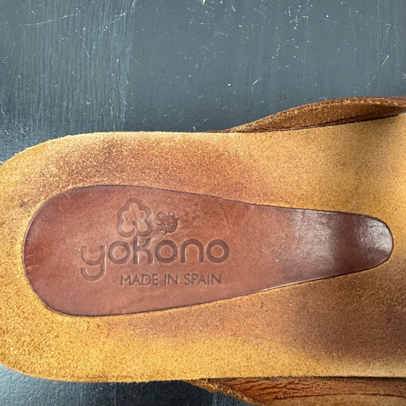 Yokono Ibiza Sandals Womens 8 Brown Leather Toe Loop Buckle Strap Made in Spain - Picture 8 of 12